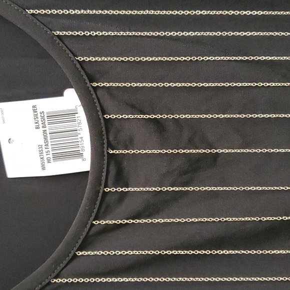 Michael Kors Chain Fringe Tank Top, Black /Silver, Size 2X - Picture 3 of 6